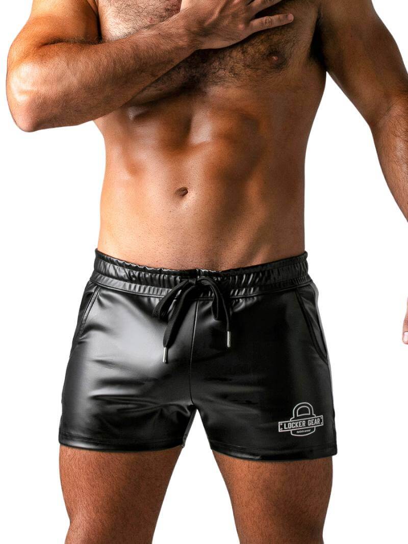 Locker Gear Leather Look Double Striped Shorts