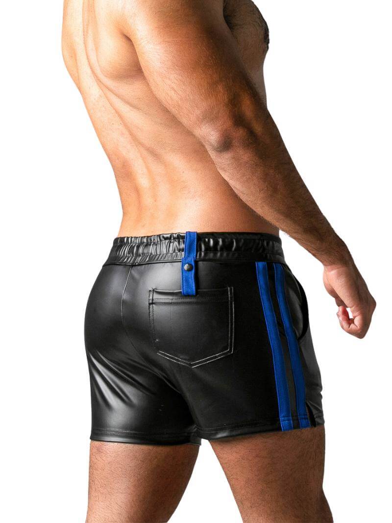 Locker Gear Leather Look Double Striped Shorts