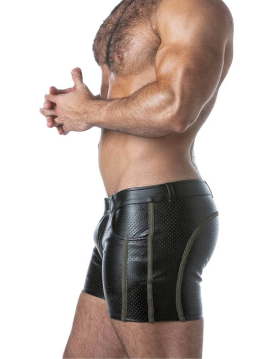 Men's Locker Gear Punch Hole Leather Look Mini Pocket Short