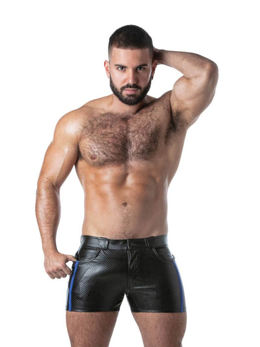 Men's Fetish Leather Look Short Leg Pocket Shorts