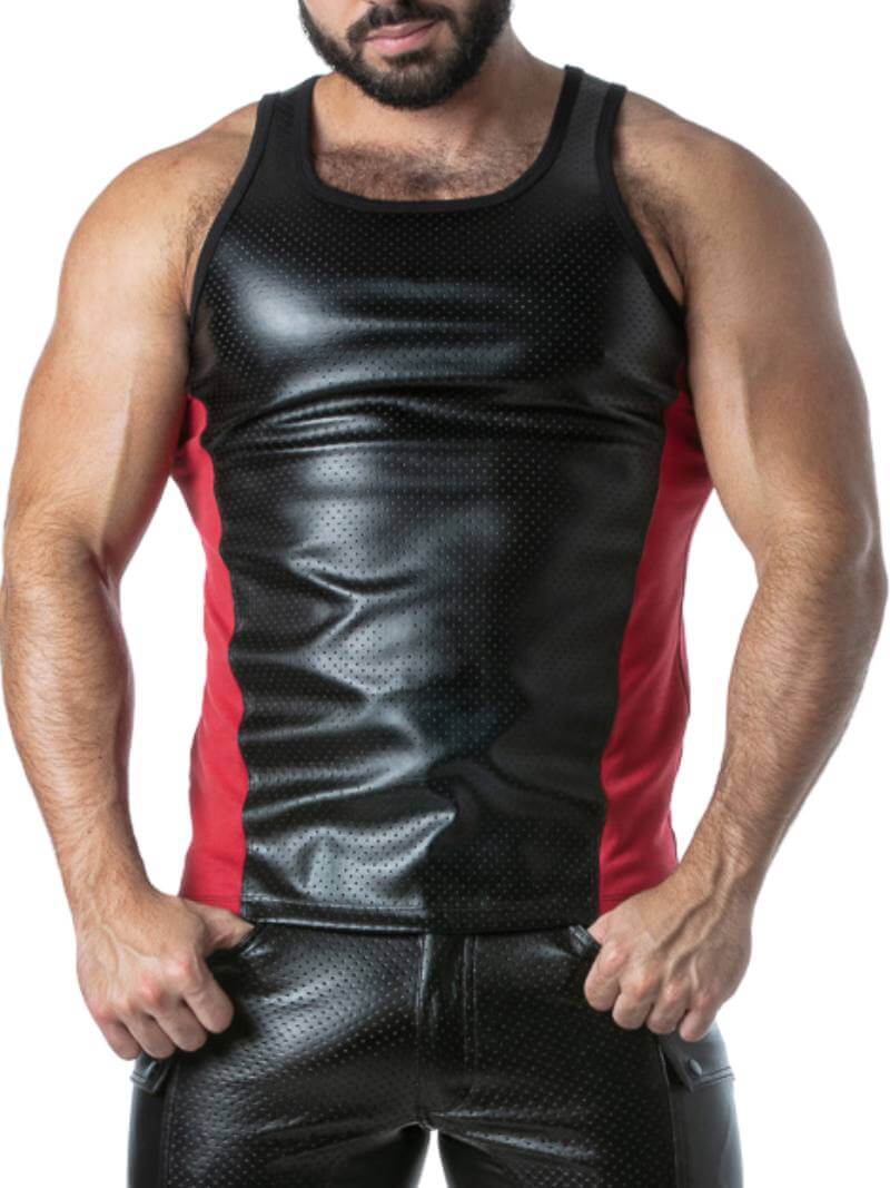Punch Hole Leather Look Vest Perforated Leatherette