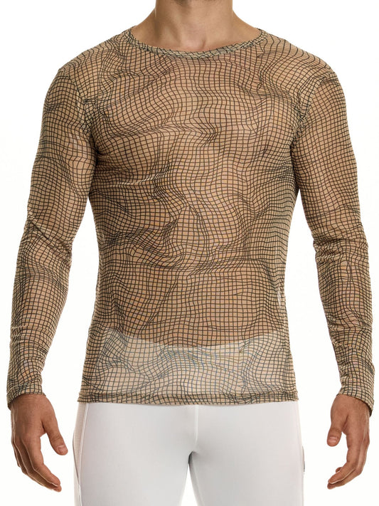 MODUS VIVENDI Abstract Net Long Sleeve Top – Sheer Slim Fit