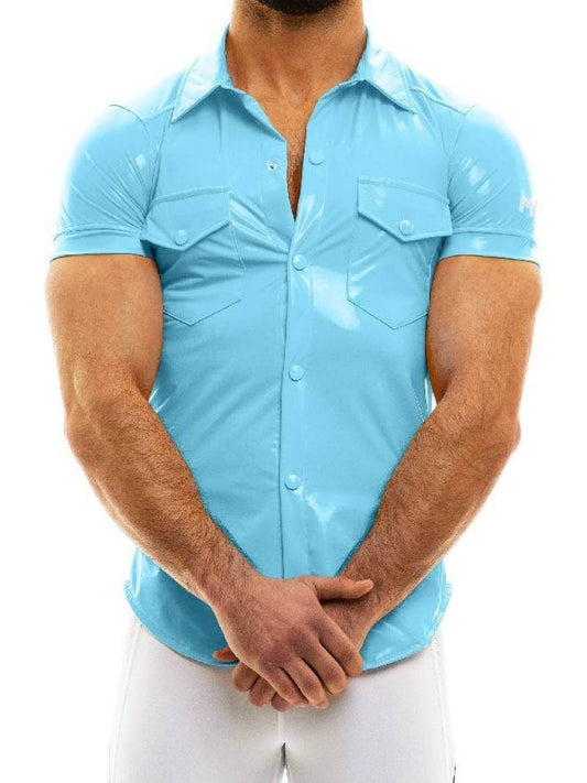 Modus Vivendi Vinyl Collared, Button Up Shirt