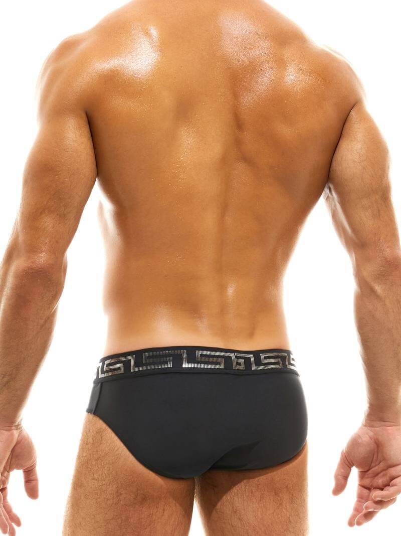 Modus Vivendi Glam Meander Swim Brief, Gold/Silver Foil Print