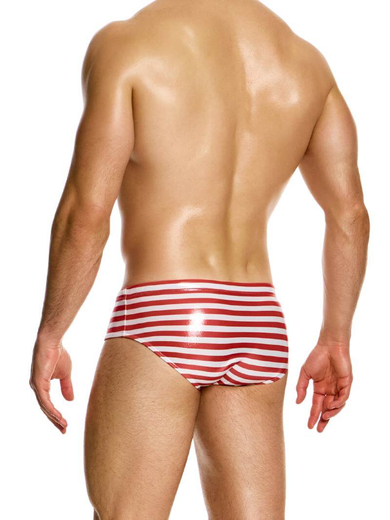 Modus Vivendi Laminated Striped Swim Briefs