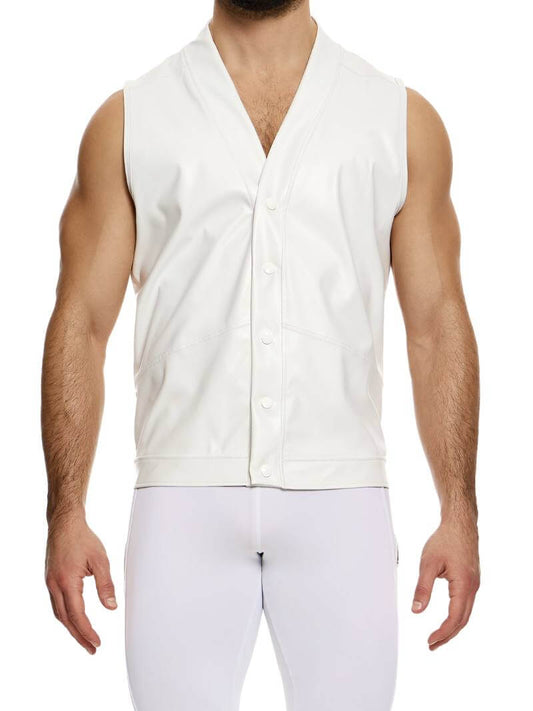 Modus Vivendi Leather Sleeveless Button-Up Vest