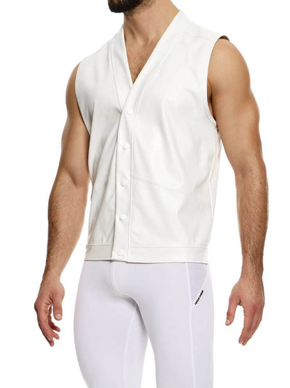 MODUS VIVENDI Leather Vest: Sleeveless, Button-Up, V-Neck