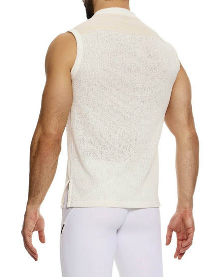 MODUS VIVENDI Plain Knit Vest: Smart Design, Semi-Turtle Neck, Long Length