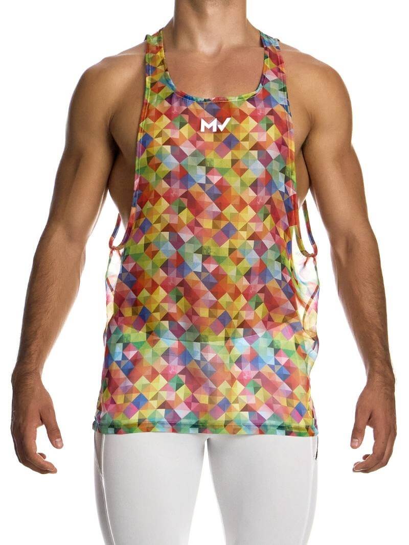 Vocla Modus Vivendi Rainbow Geometric Men's Racerback Drop Armhole Tank Top ...