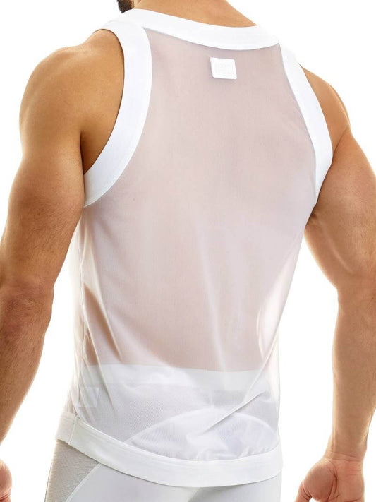 Mens MODUS VIVENDI Muslin Vest: Semi-Transparent Sheer Mesh