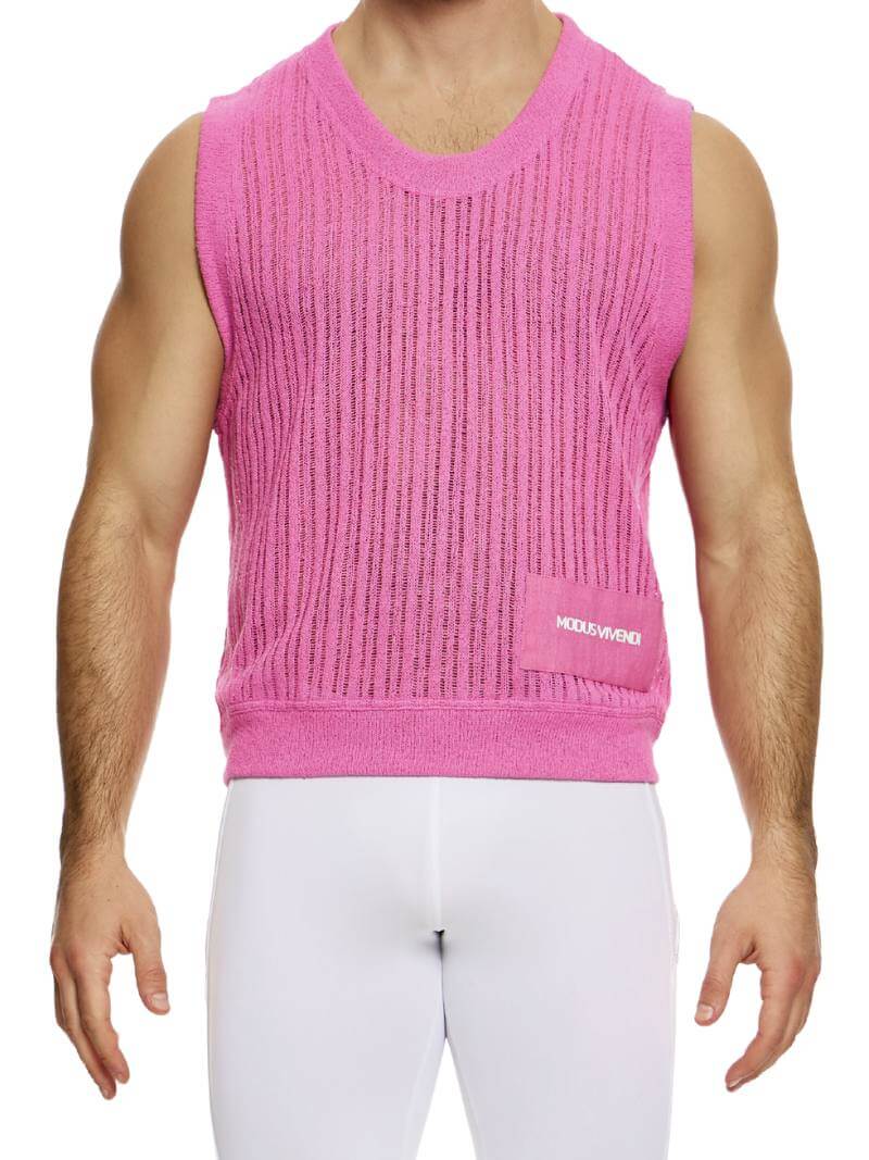 MODUS VIVENDI Striped Crochet Tank Top
