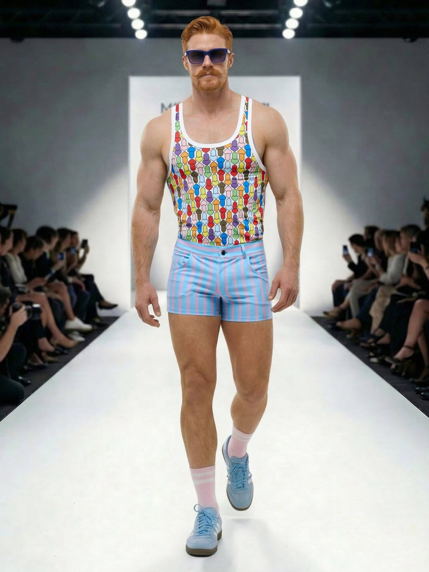 MODUS VIVENDI Striped Shorts & Rainbow Hearts Tank Top - SAVE 5%