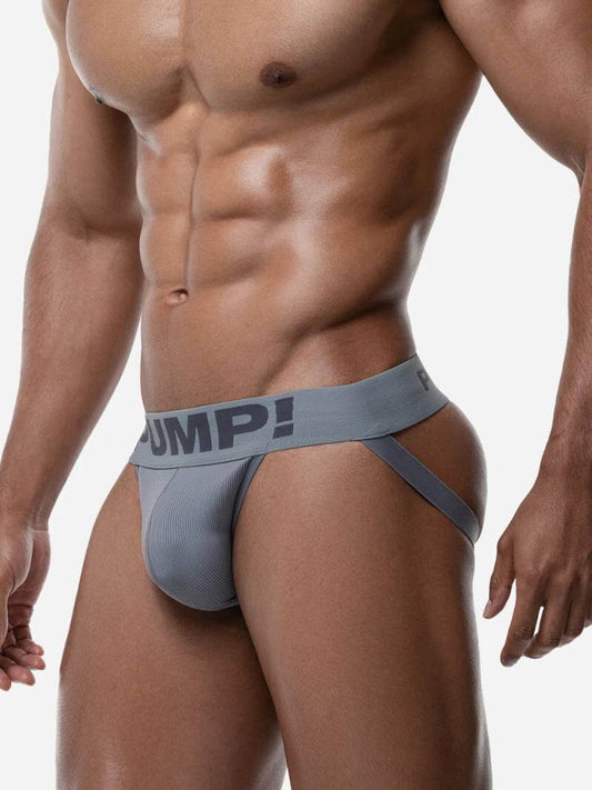 Man wearing a gray JUMP! underwear on a white background