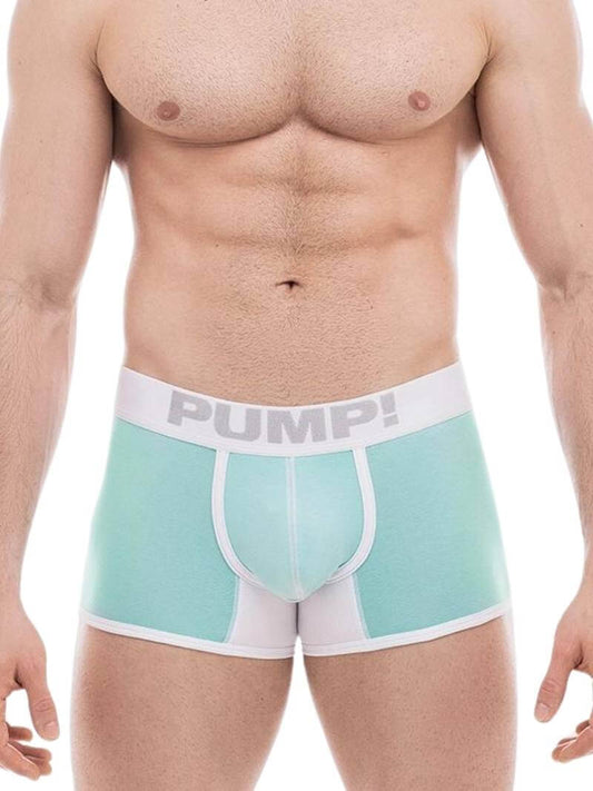 This image features the PUMP Milkshake Cotton Boxer, a stylish and comfortable men's underwear piece. The boxer is presented in a soft, pastel milkshake color, with contrasting white stitching and trims that add a vibrant touch to the design.