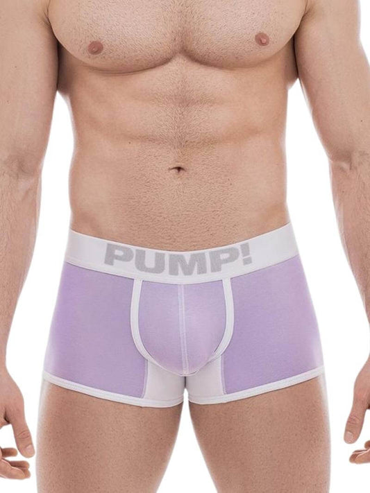 This image features the PUMP Milkshake Cotton Boxer, a stylish and comfortable men's underwear piece. The boxer is presented in a soft, pastel milkshake color, with contrasting white stitching and trims that add a vibrant touch to the design.