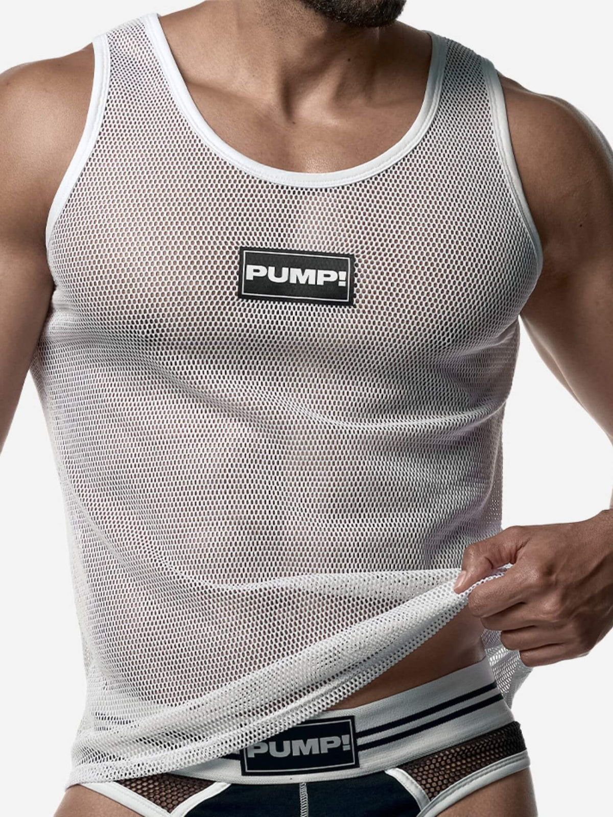 PUMP! Mesh Tank Top - White