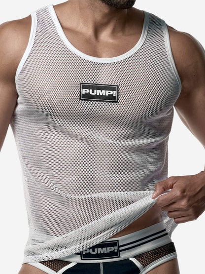 PUMP! Mesh Tank Top - White
