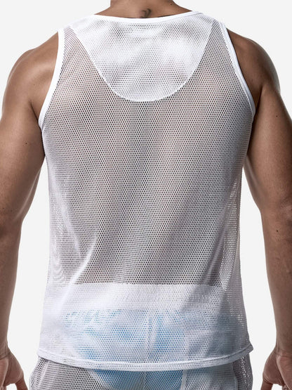 PUMP! Mesh Tank Top - White