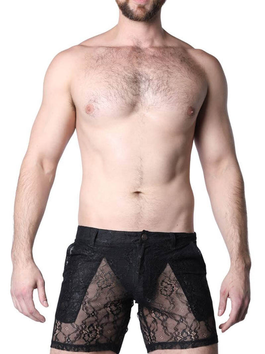 Timoteo Positano Black Floral Lace Short