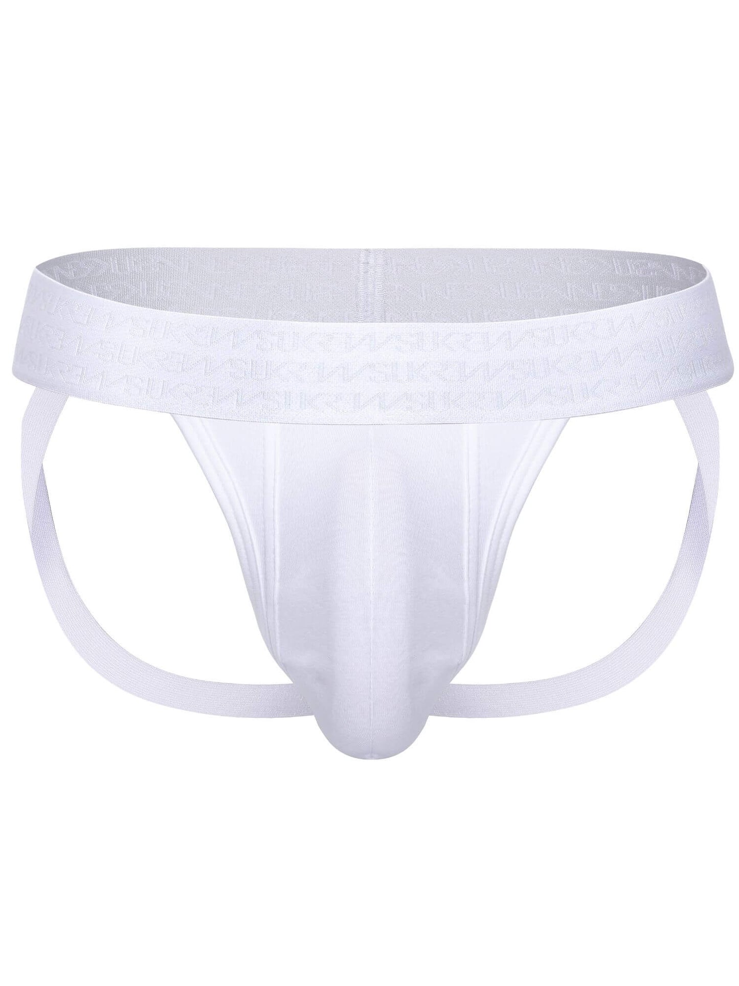 White men's underwear on a white background
