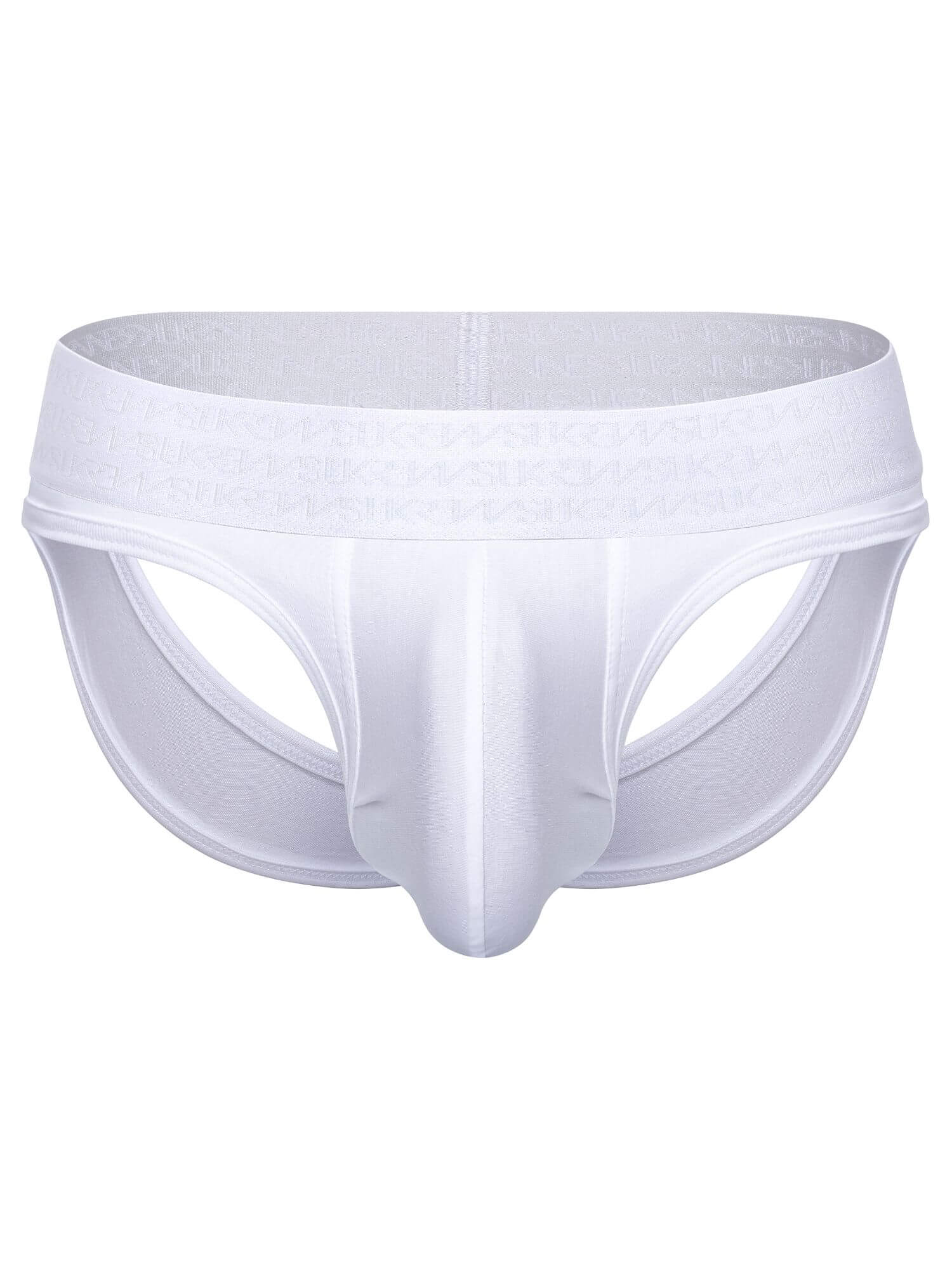 White men's underwear on a white background