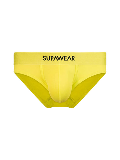 neon lime men's underwear with 'SUPAWEAR' branding on a white background
