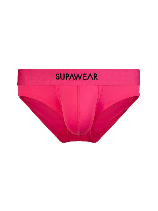 Pink men's underwear with 'Supawear' branding on a white background