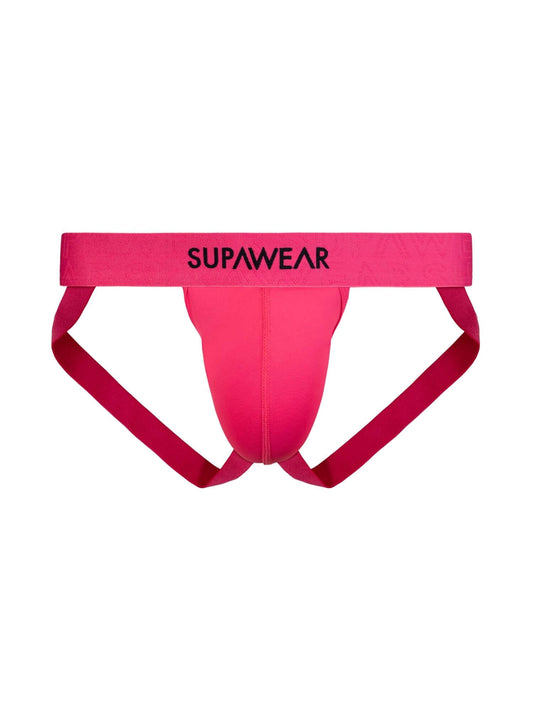 Pink men's underwear with 'Supawear' branding on a white background