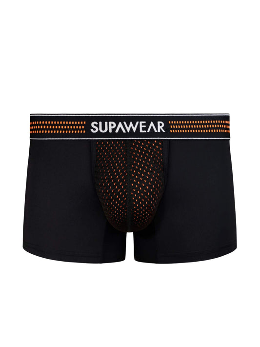 Black men's underwear with Supawear logo on a white background