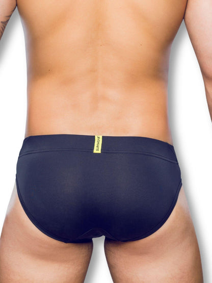 black men's underwear with a brand logo on a white background
