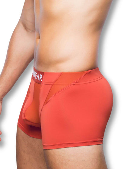 Red underwear with brand logo on a white background