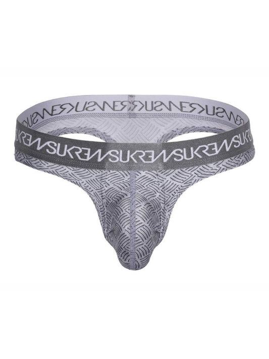 Gray men's underwear with brand logo on a white background