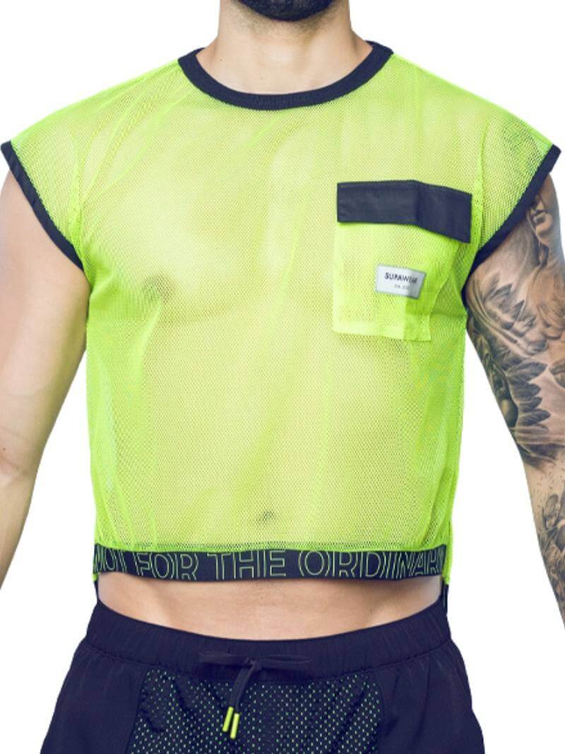 Neon Mesh Cropped Tank Top