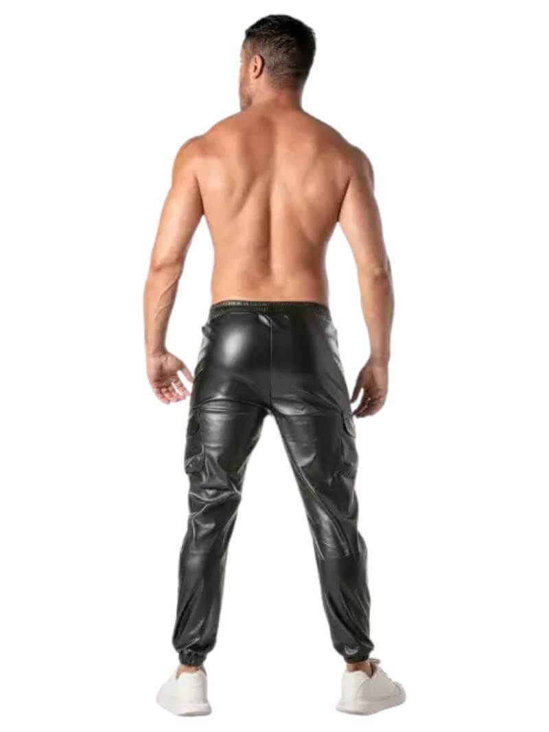 TOF Paris Kinky Leather Look Cargo Sweat Pants