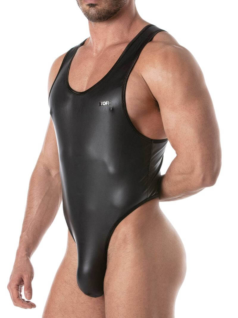 TOF Paris Kinky Leather Look Bodysuit Thong