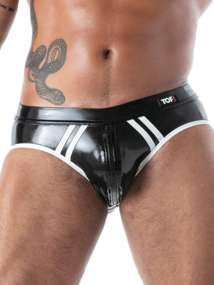 Black men's underwear with white stripes on a white background