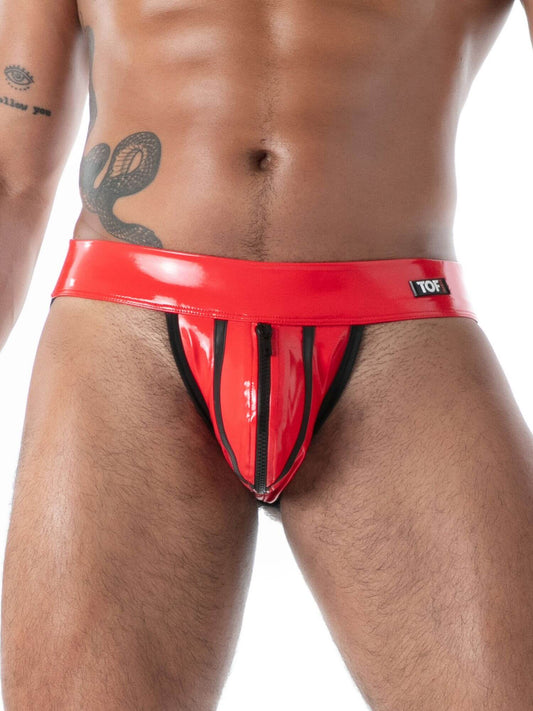 TOF Paris Datex Second Skin Jockstrap with Zipper - High Shine Latex