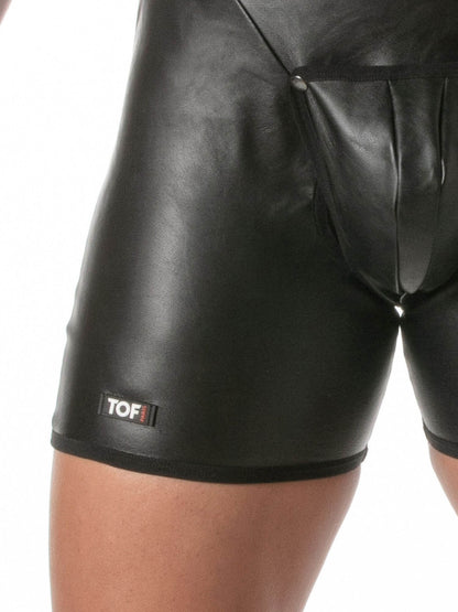 TOF Paris Kinky Leather Look Bodysuit with Removable Pouch