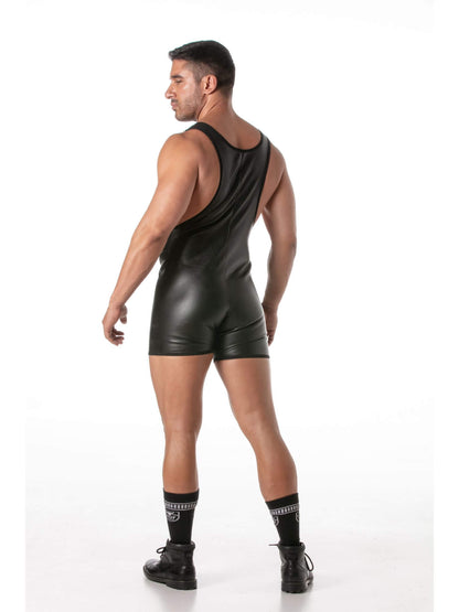 TOF Paris Kinky Leather Look Bodysuit with Removable Pouch