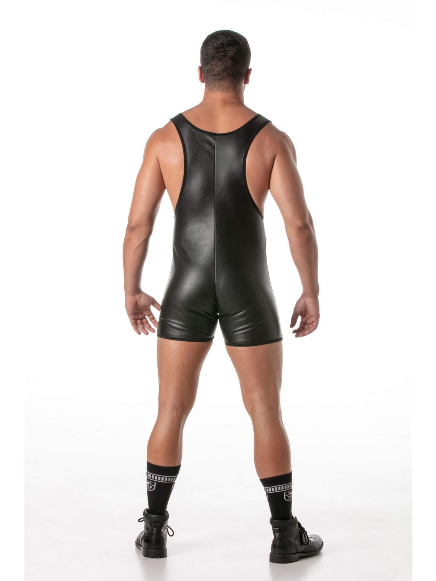 TOF Paris Kinky Leather Look Bodysuit with Removable Pouch