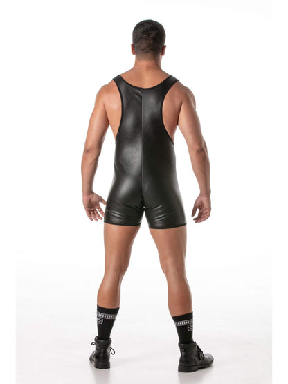 TOF Paris Kinky Leather Look Bodysuit with Removable Pouch