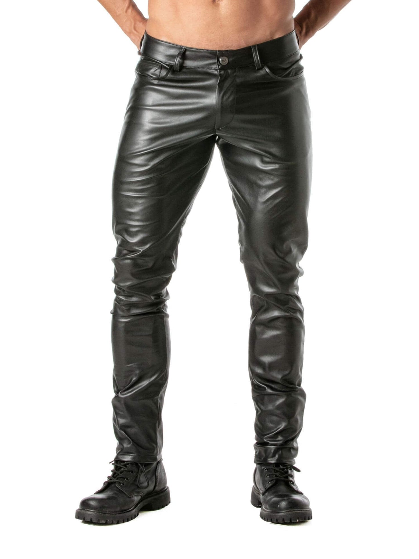 TOF Paris Kinky Leather Look Pants, Straight Cut, Butt Accentuating Slim Fit