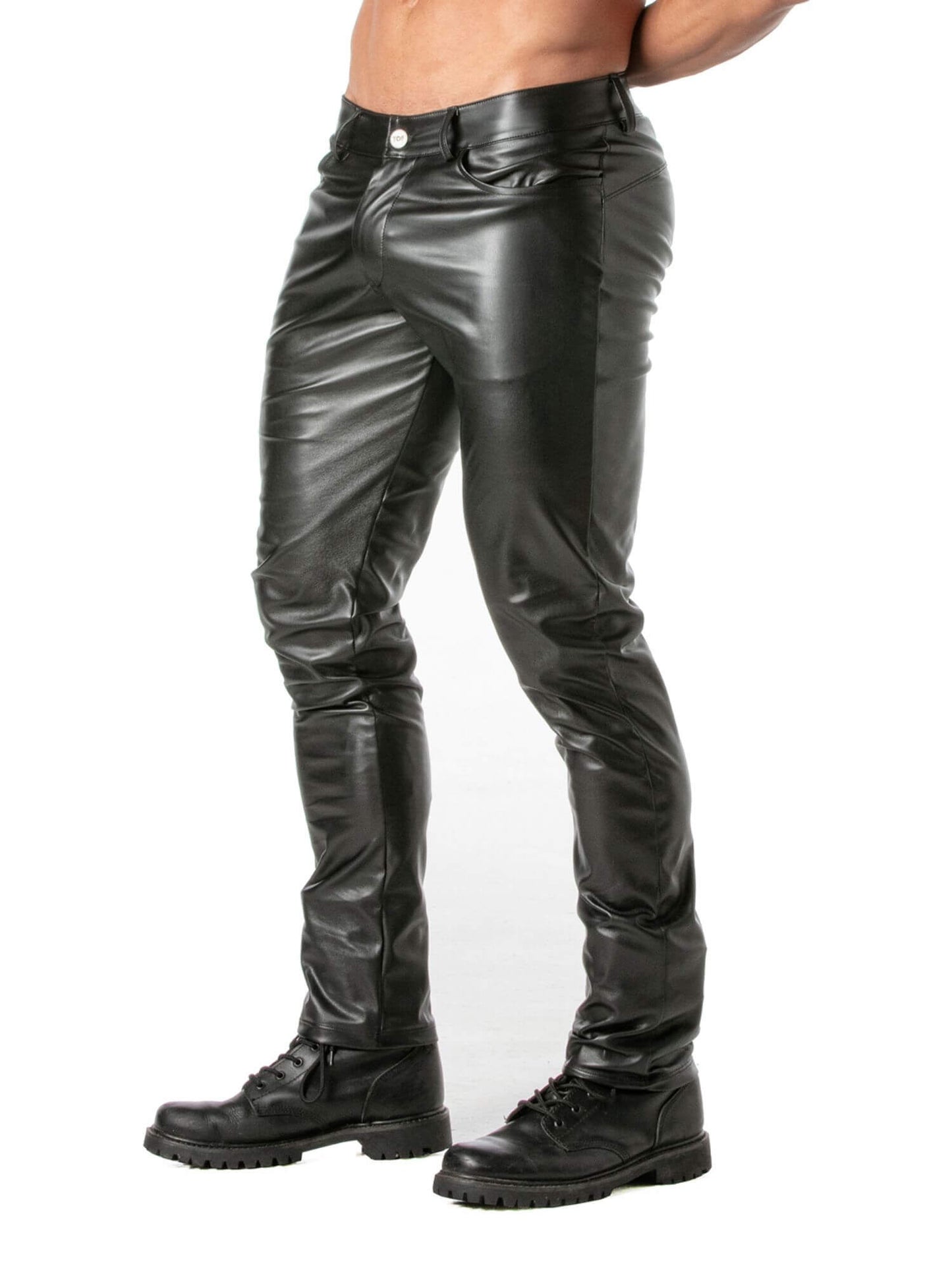 TOF Paris Kinky Leather Look Pants, Straight Cut, Butt Accentuating Slim Fit