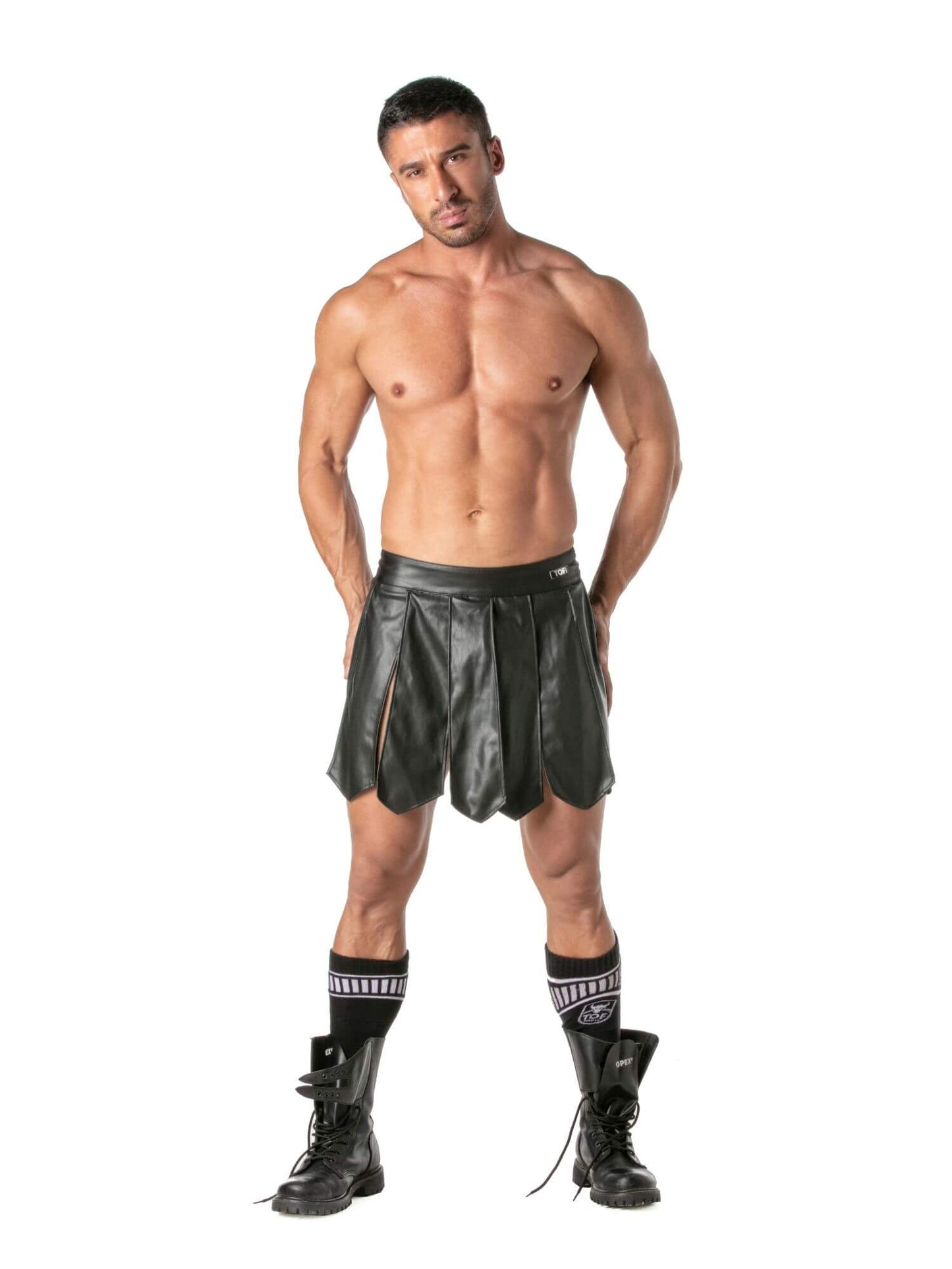 TOF Paris Kinky Leather Look Gladiator Skirt