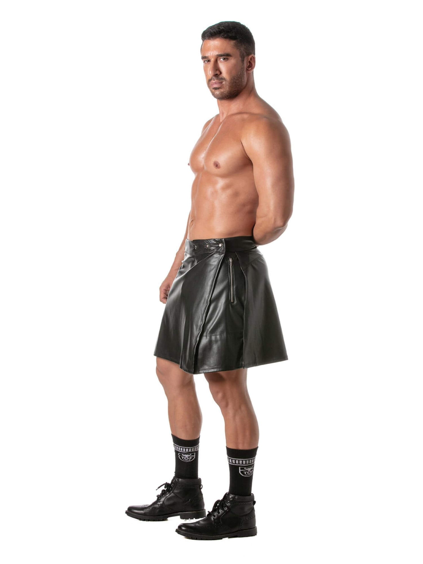 TOF Paris Kinky Leather Look Zipped Skirt