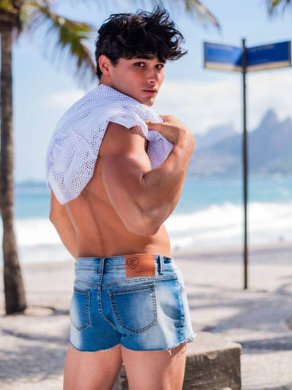 Timoteo Santorini Super-Short Denim Shorts