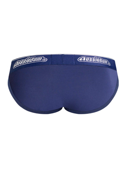 Navy blue men's underwear with 'AussieBum' branding on a white background