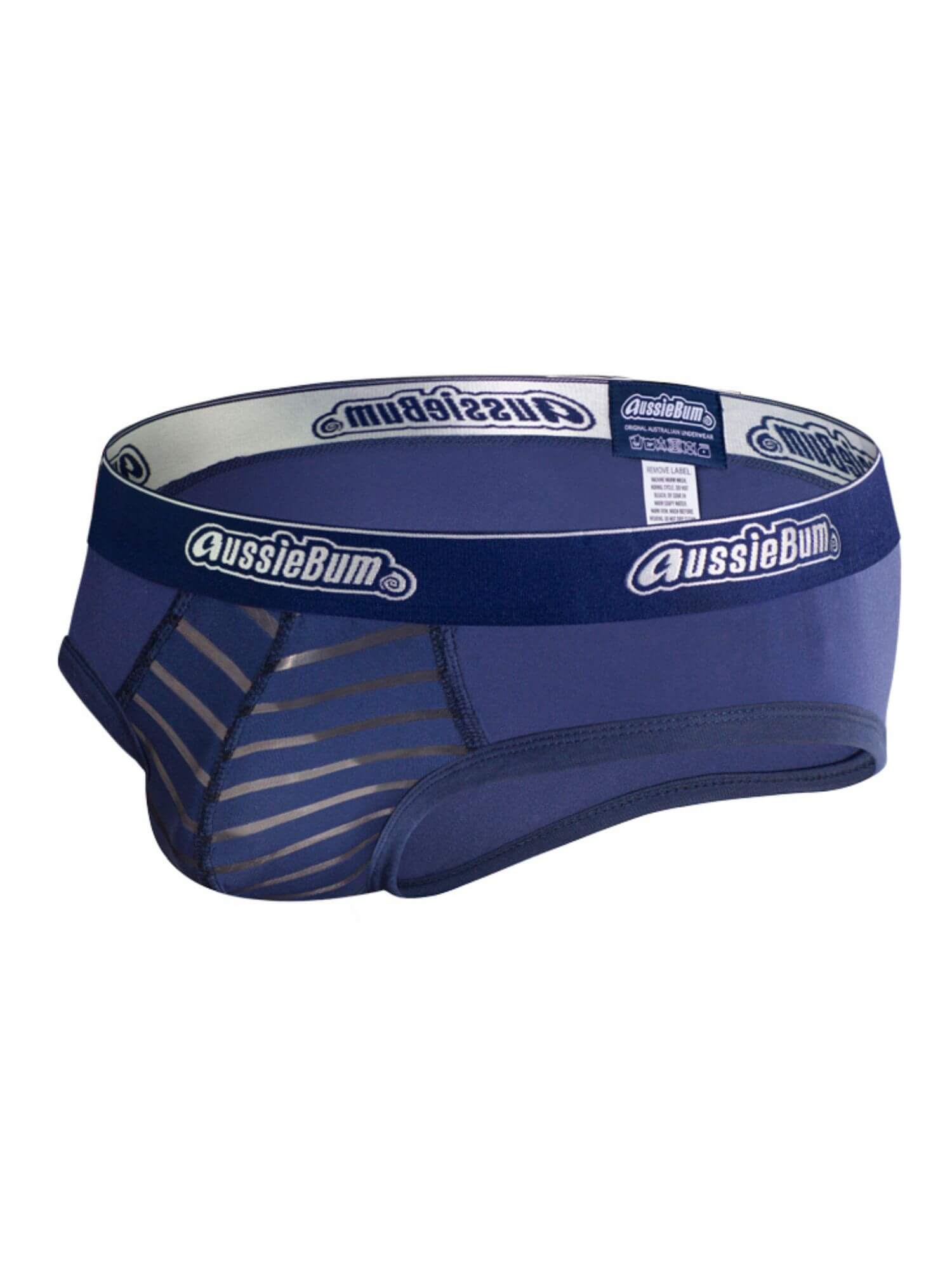 Blue men's underwear with 'AussieBum' branding on a white background