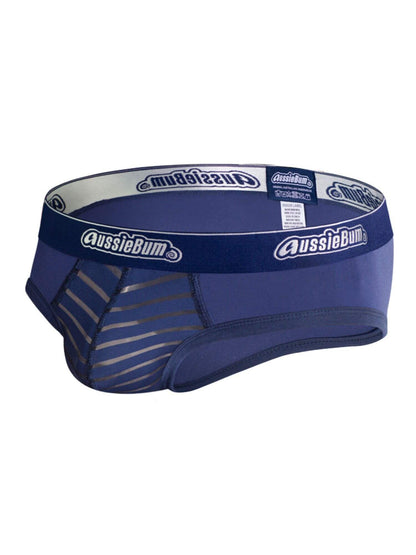 Blue men's underwear with 'AussieBum' branding on a white background