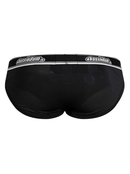 Black men's underwear with 'AussieBum' branding on a white background